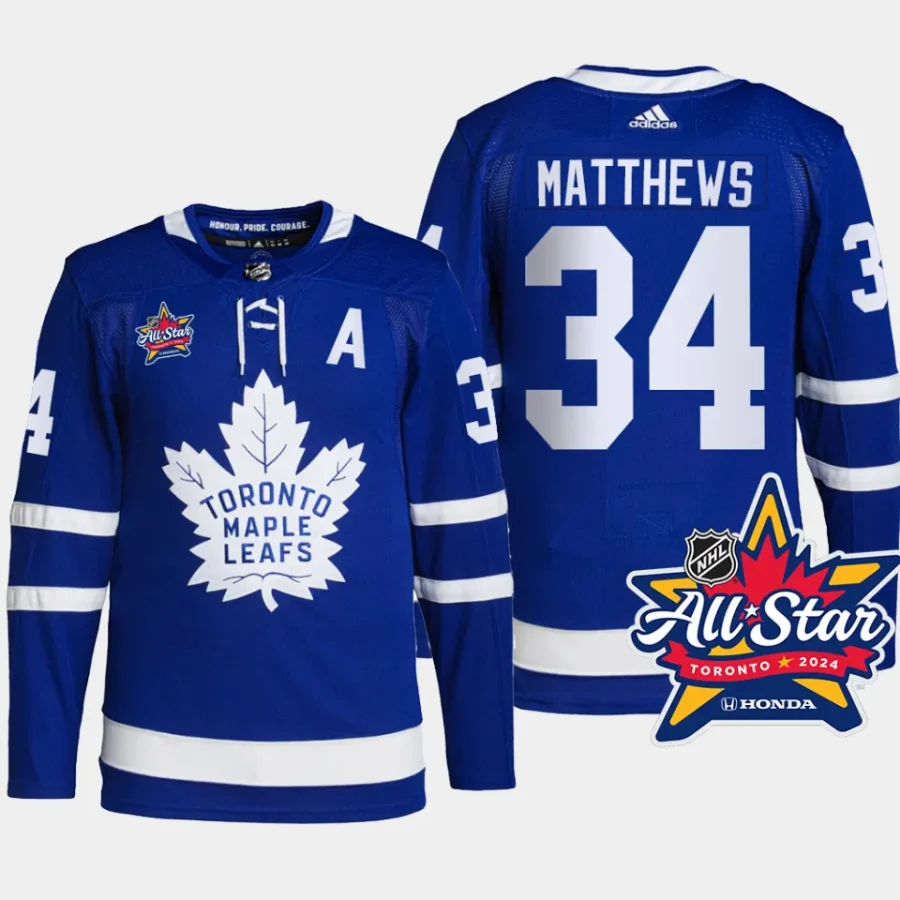 men maple leafs auston matthews authentic home 2024 nhl all star logo royal jersey