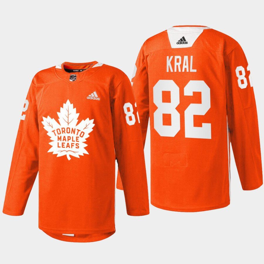 men maple leafs filip kral 2022 warmup every child matters orange jersey