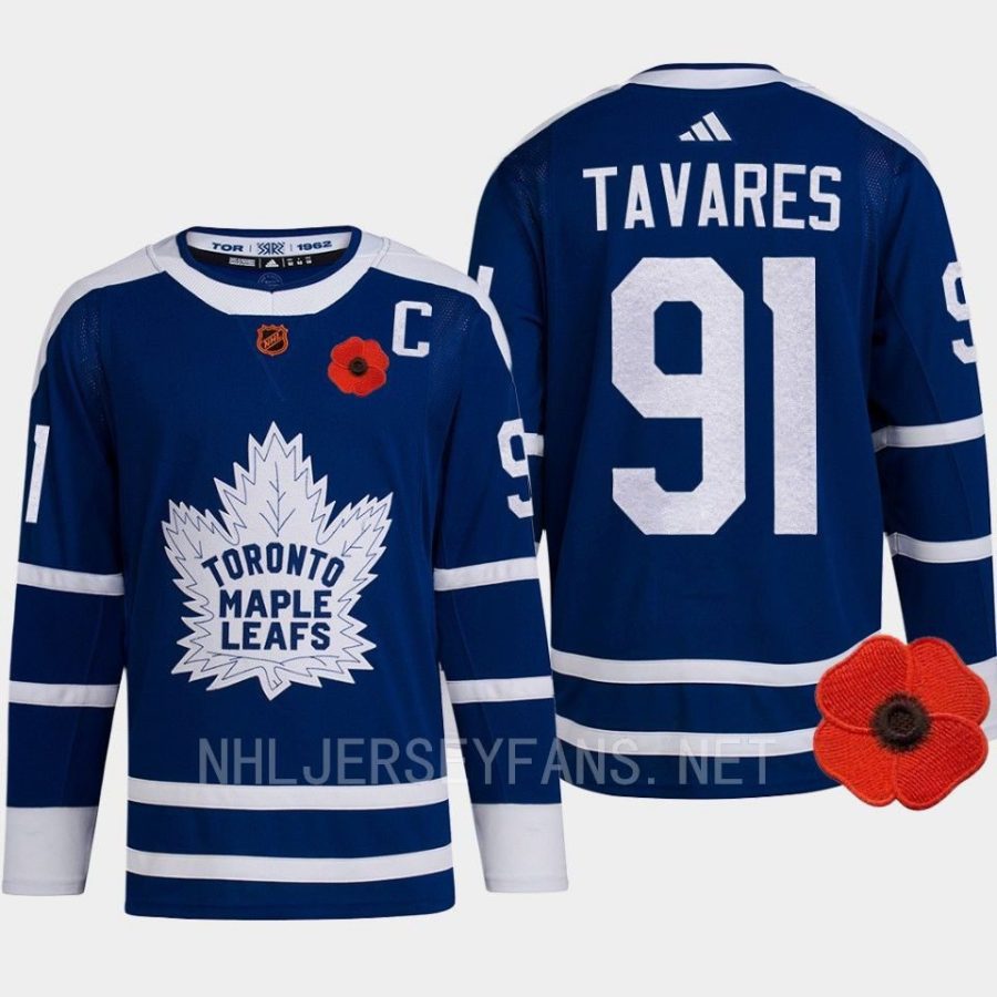 men maple leafs john tavares 2022 lest we forget canadian remembrance day retro blue jersey