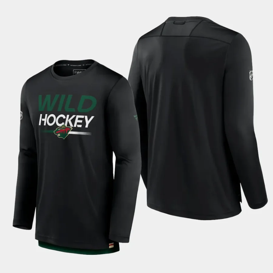 men minnesota wild authentic pro black long sleeve t shirt