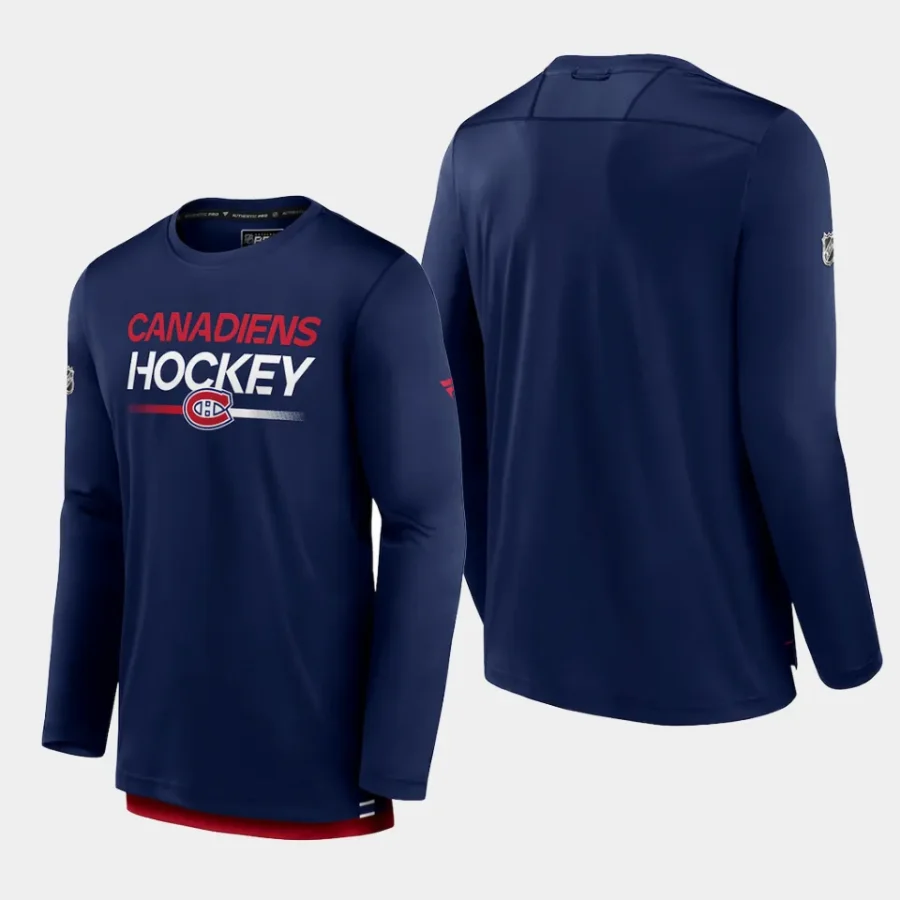 men montreal canadiens authentic pro navy long sleeve t shirt