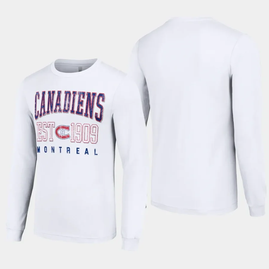 men montreal canadiens retro graphic white long sleeve crew t shirt