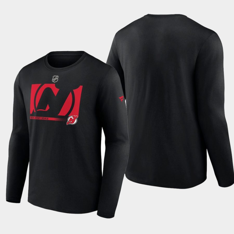 men new jersey devils authentic pro core collection black secondary long sleeve t shirt