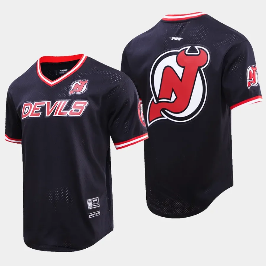 men new jersey devils pro standard classic black mesh v neck t shirt