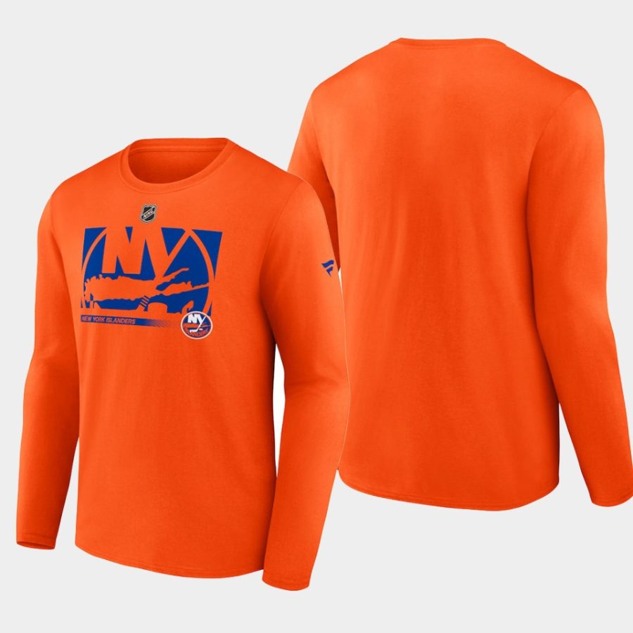 men new york islanders authentic pro core collection orange secondary long sleeve t shirt