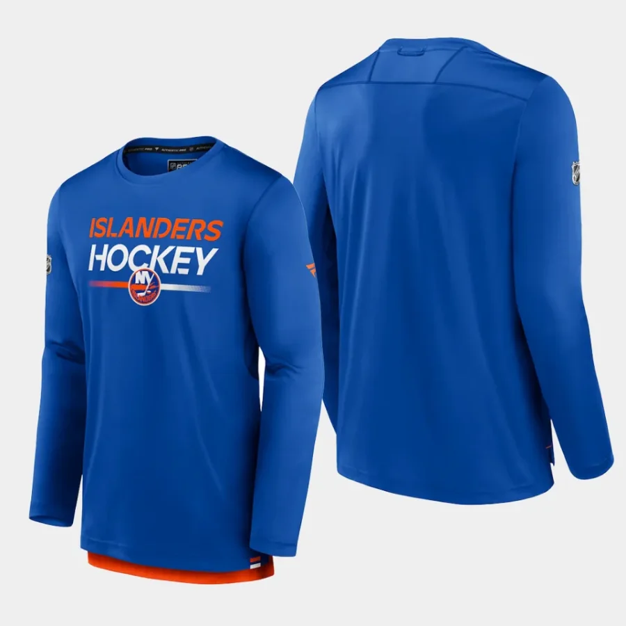 men new york islanders authentic pro royal long sleeve t shirt