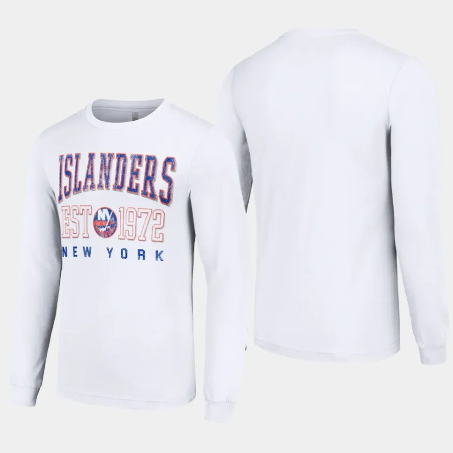 men new york islanders retro graphic white long sleeve crew t shirt