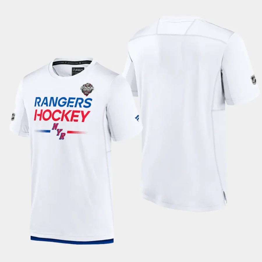 men new york rangers 2024 nhl stadium series white authentic pro pro tech t shirt