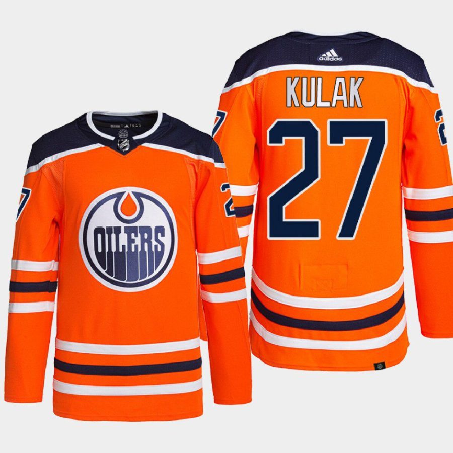 men oilers brett kulak 2022 primegreen authentic pro home orange jersey