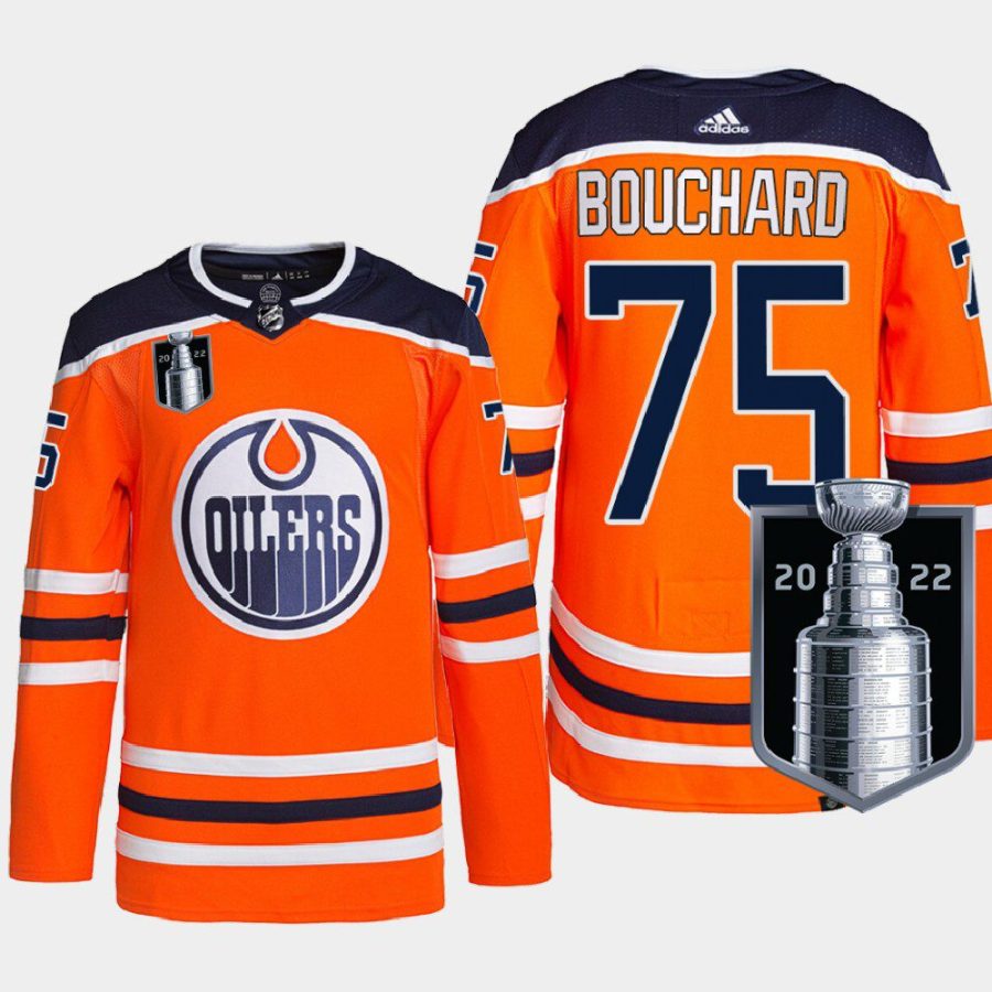 men oilers evan bouchard authentic primegreen 2022 stanley cup playoffs orange jersey