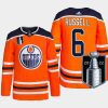 men oilers kris russell authentic primegreen 2022 stanley cup playoffs orange jersey