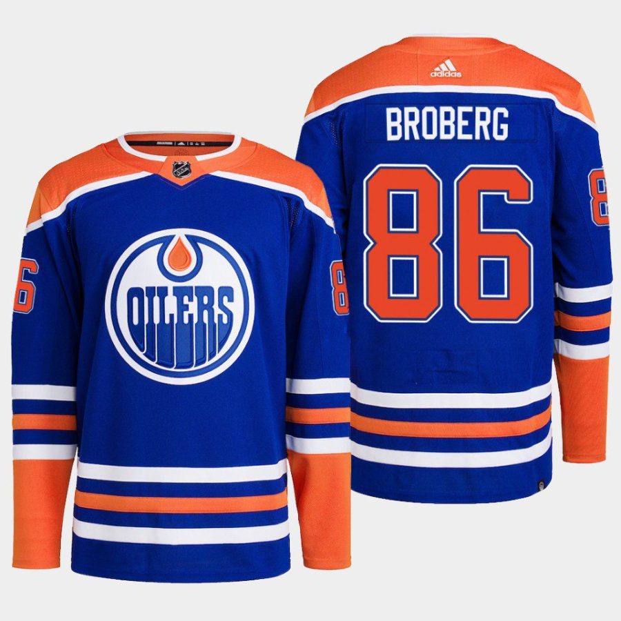 men oilers philip broberg 2022 23 primegreen authentic home royal jersey