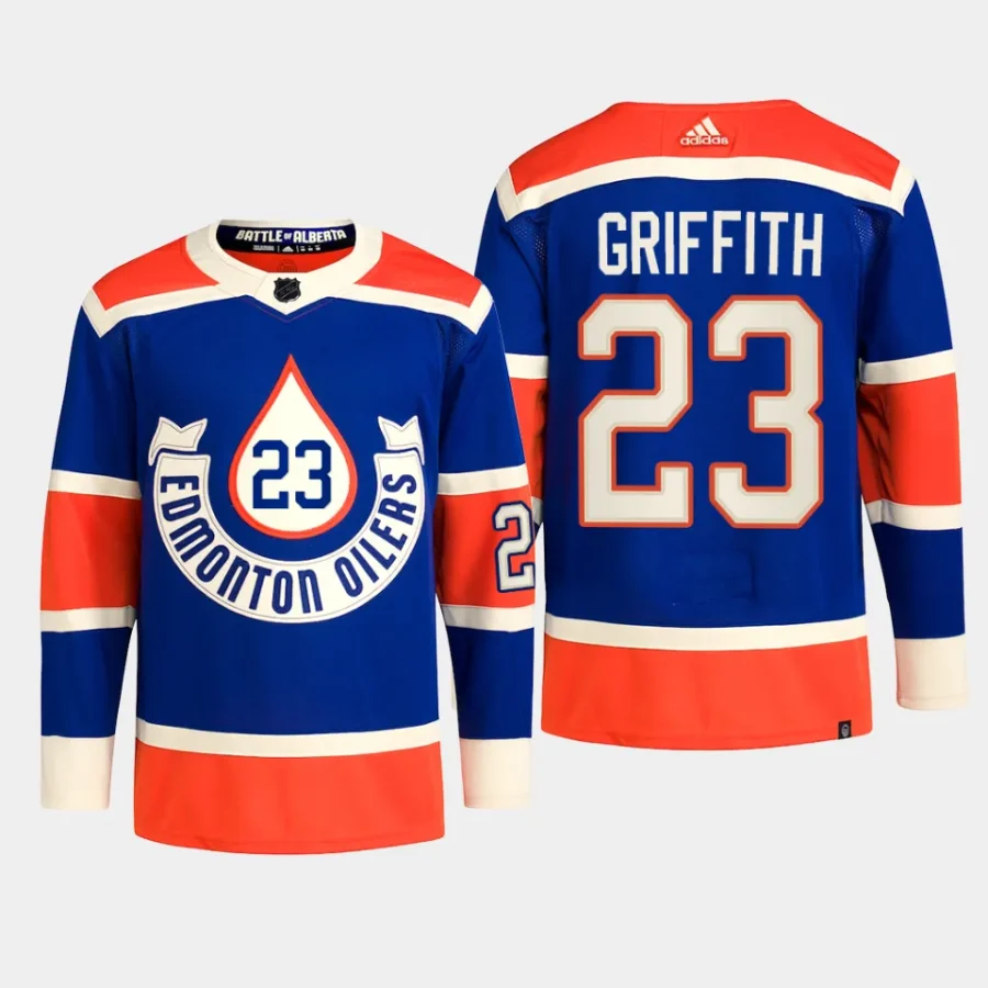 men oilers seth griffith primegreen 2023 nhl heritage classic authentic player royal jersey