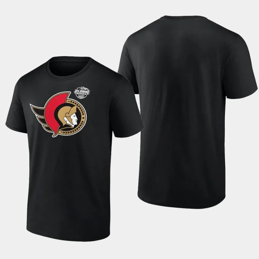 men ottawa senators 2023 nhl global series black logo t shirt