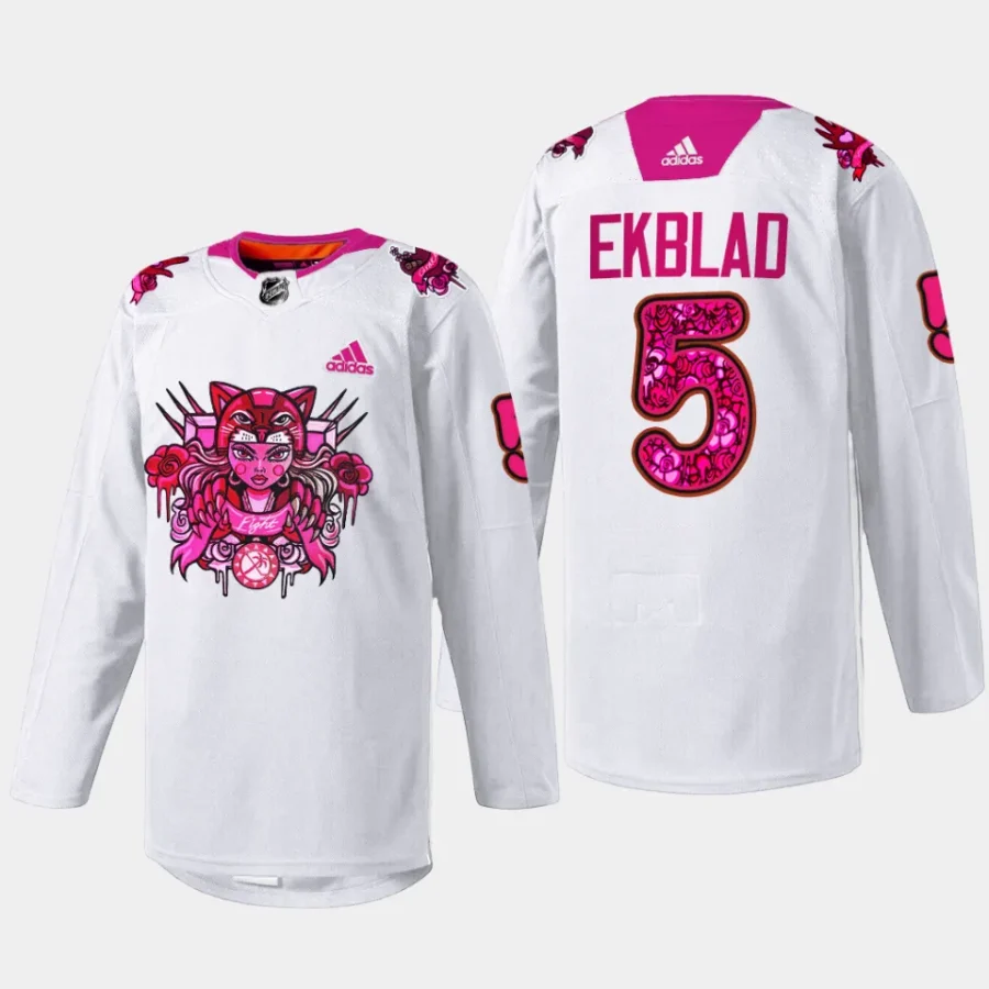 men panthers aaron ekblad 2023 limited pink in the rink white jersey