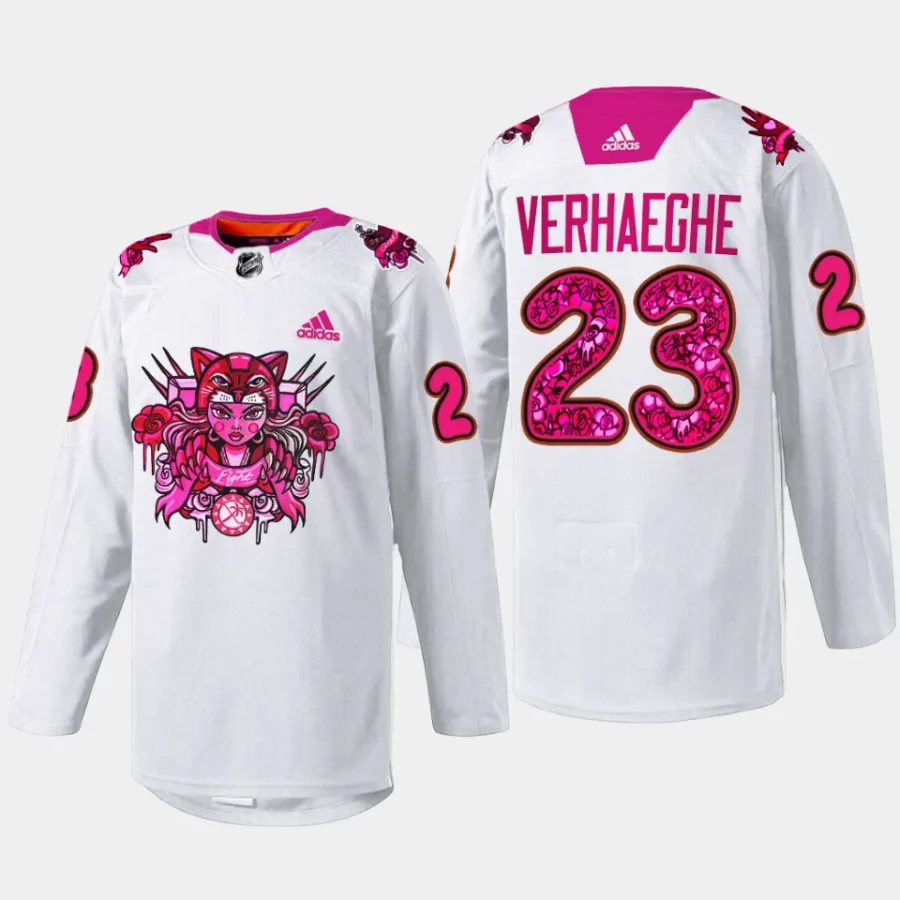 men panthers carter verhaeghe 2023 limited pink in the rink white jersey