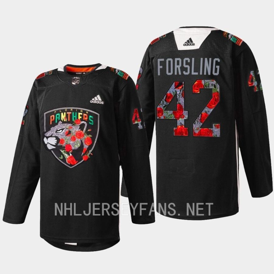 men panthers gustav forsling 2023 warmup black history night black jersey