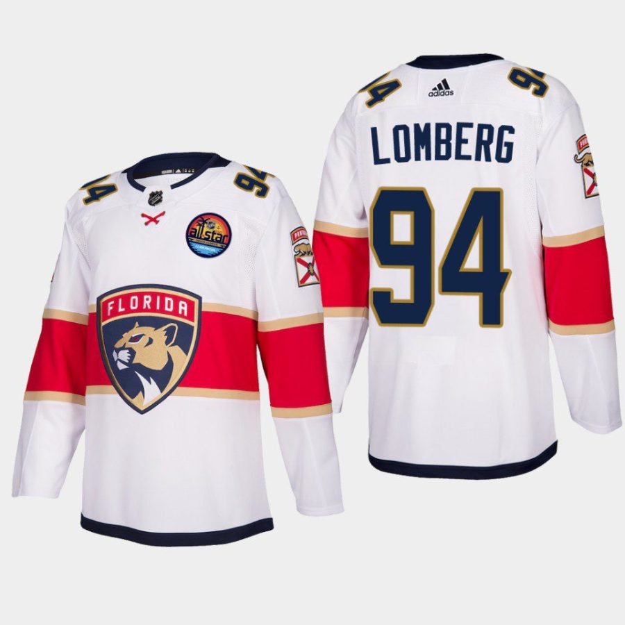 men panthers ryan lomberg away authentic 2023 all star patch white jersey