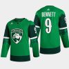 men panthers sam bennett warm up st. patricks day 2022 green jersey