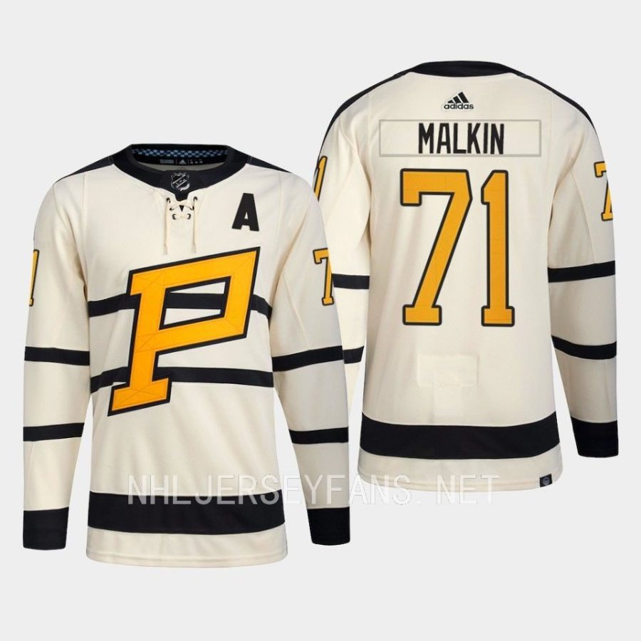 men penguins evgeni malkin primegreen 2023 winter classic cream jersey