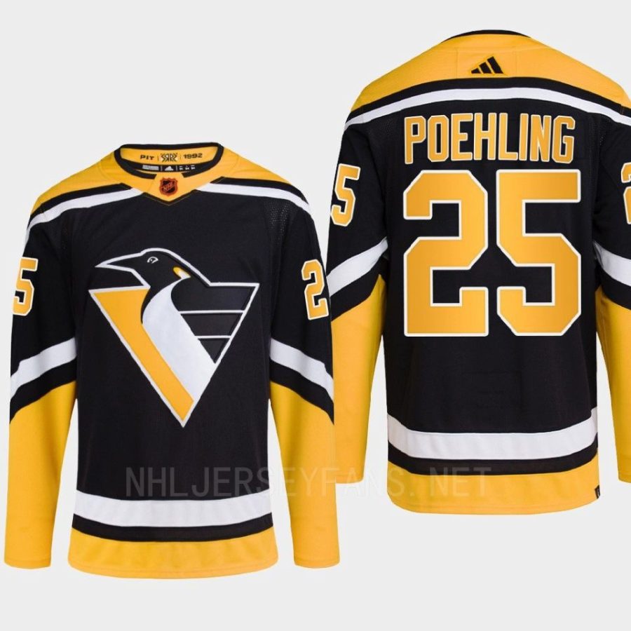 men penguins ryan poehling 2022 authentic primegreen reverse retro 2.0 black jersey