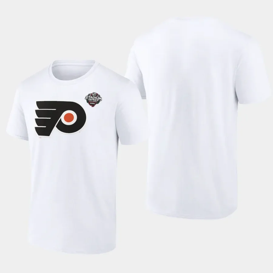 men philadelphia flyers 2024 nhl stadium series white logo t shirt