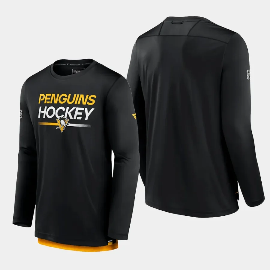 men pittsburgh penguins authentic pro black long sleeve t shirt