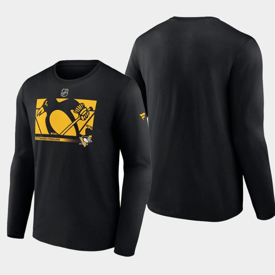 men pittsburgh penguins authentic pro core collection black secondary long sleeve t shirt