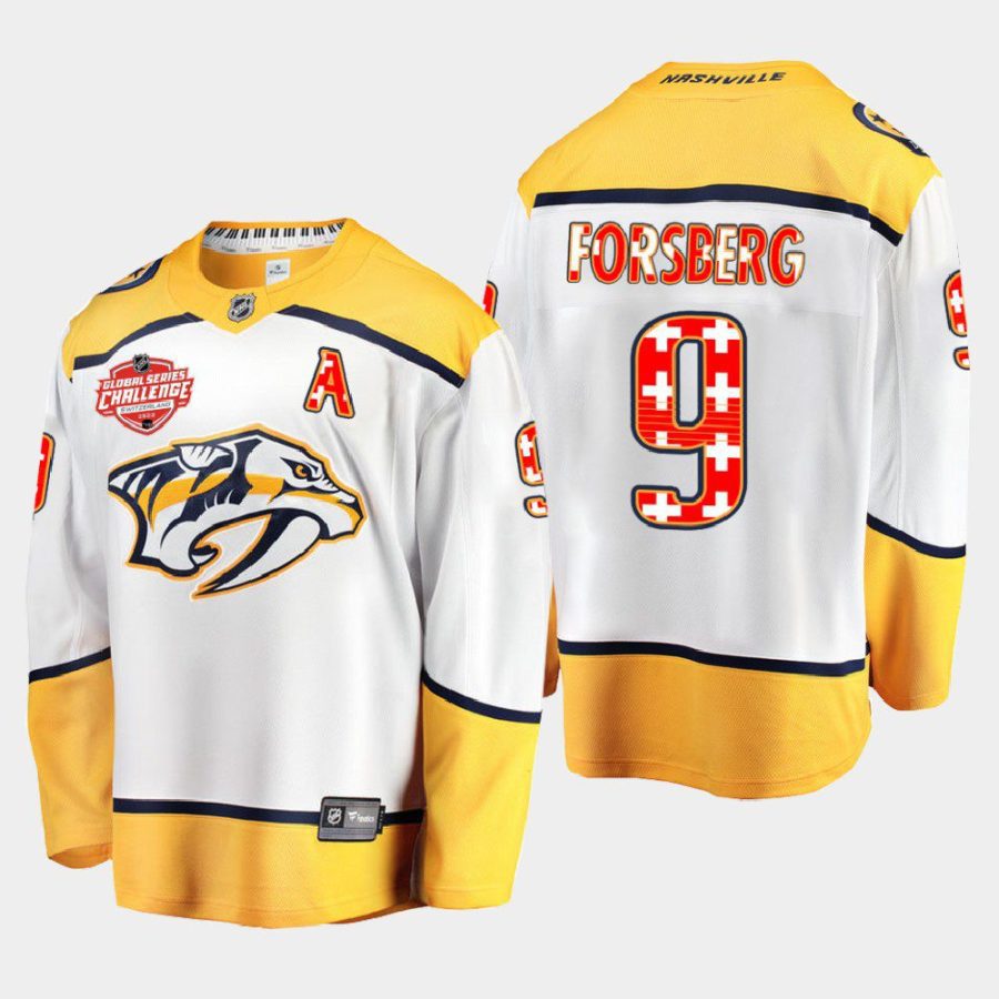 men predators filip forsberg switzerland challenge 2022 nhl global series white jersey