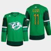 men predators luke kunin warm up st. patricks day 2022 green jersey