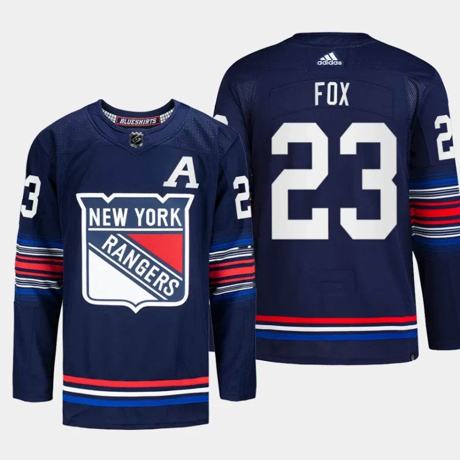 men rangers adam fox 2023 24 authentic pro alternate navy jersey