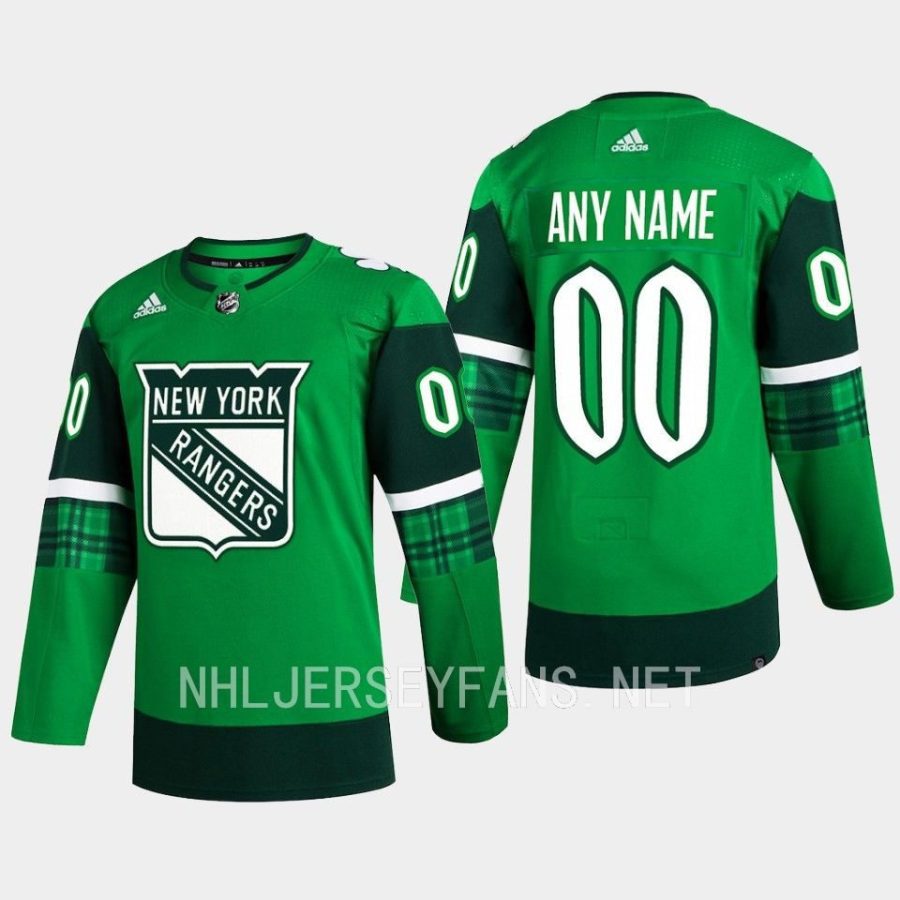 men rangers custom 2023 st. patricks day primegreen authentic jersey green