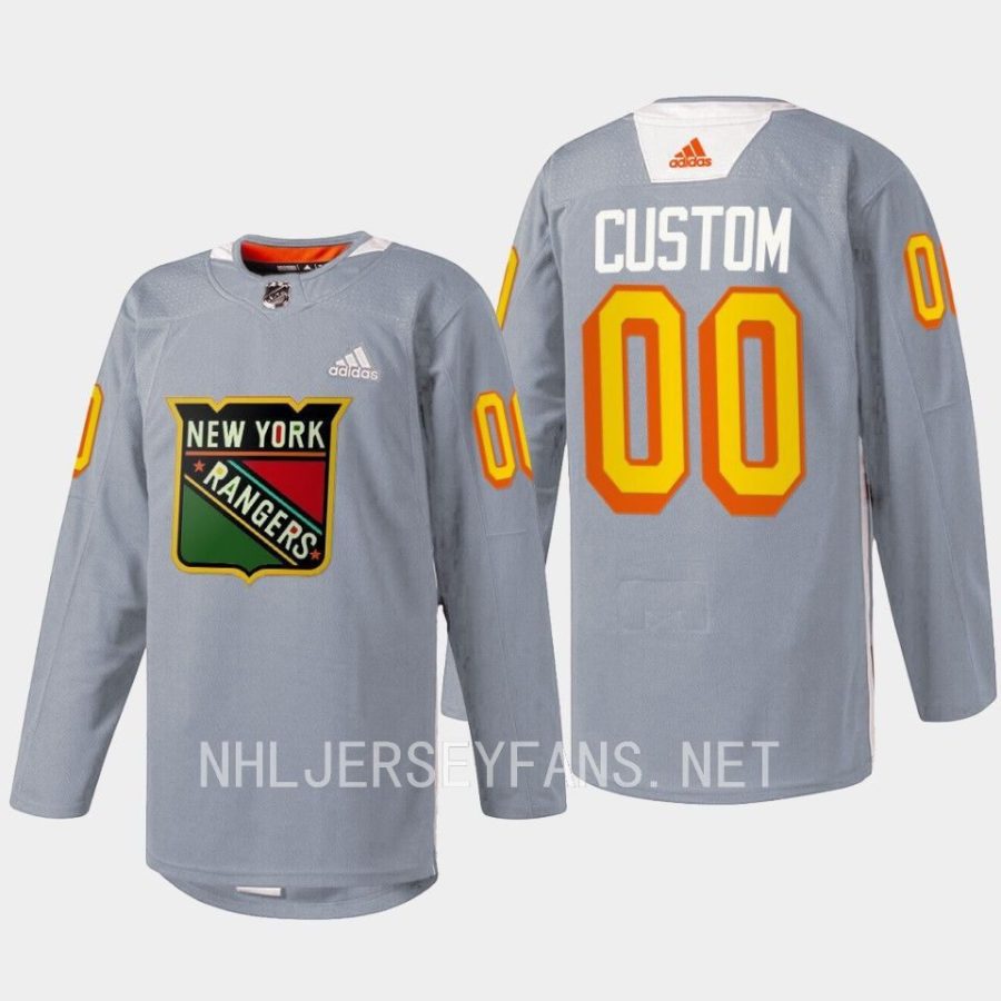 men rangers custom 2023 warmup black history night grey jersey