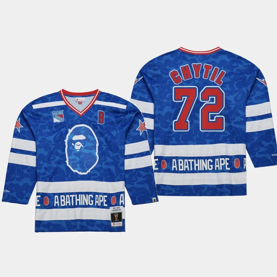 men rangers filip chytil camo nhl bape mitchell ness royal jersey