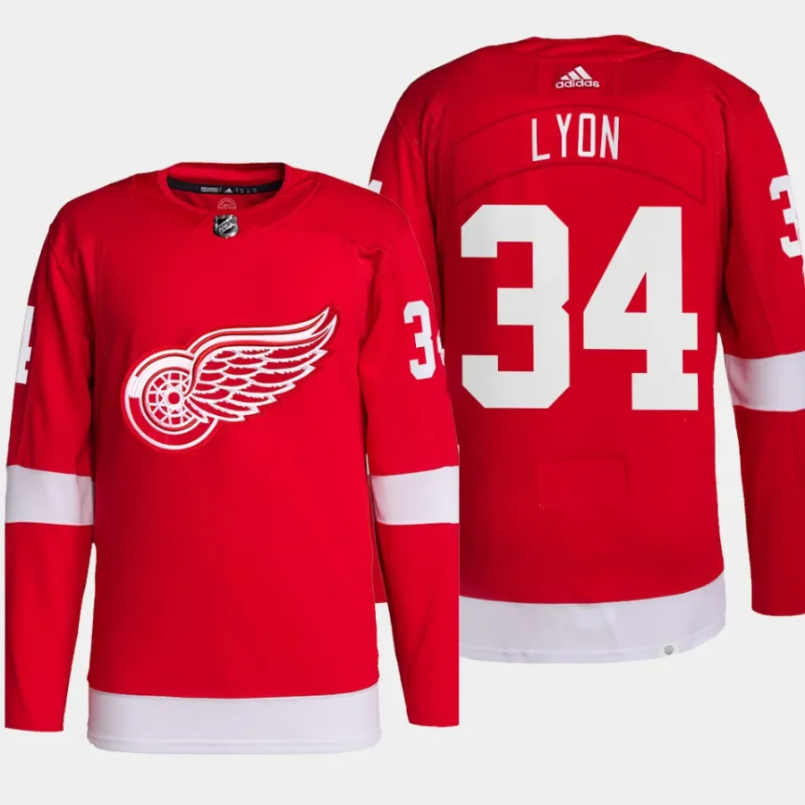 men red wings alex lyon primegreen home authentic pro red jersey