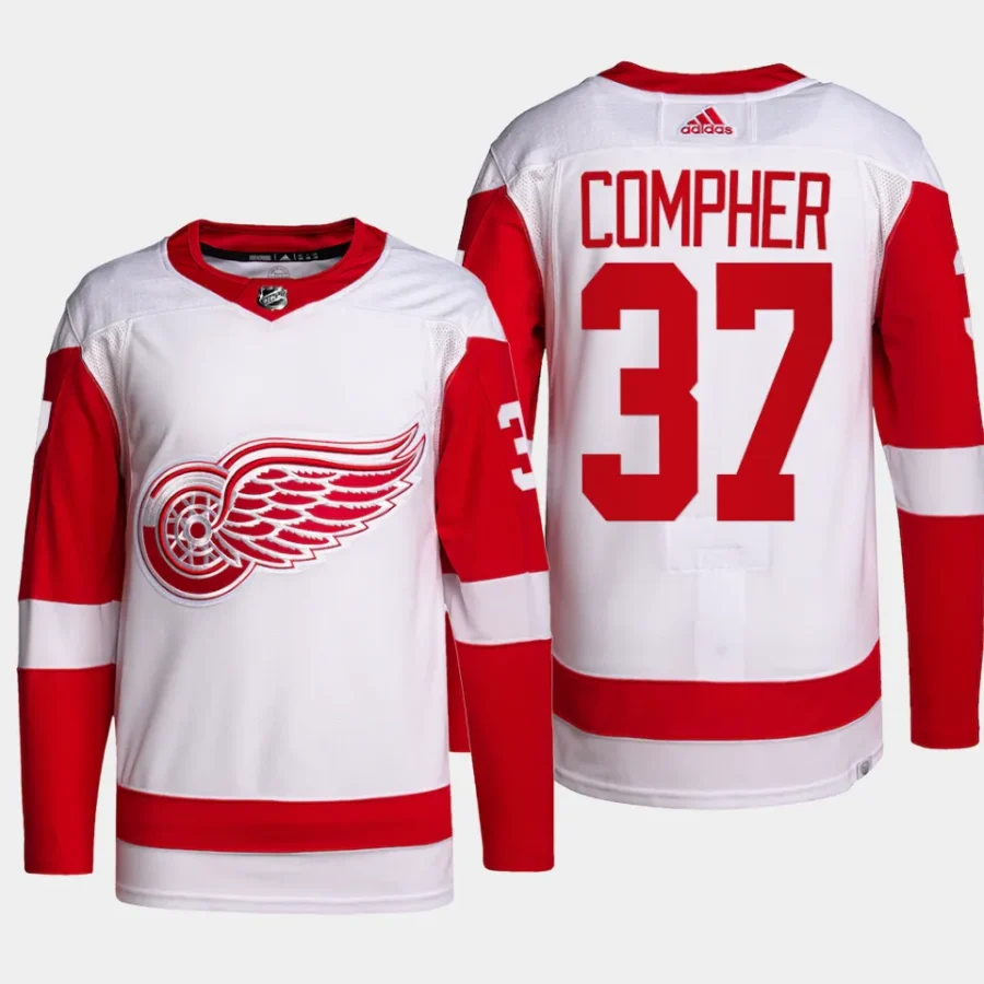 men red wings j.t. compher authentic pro away primegreen white jersey