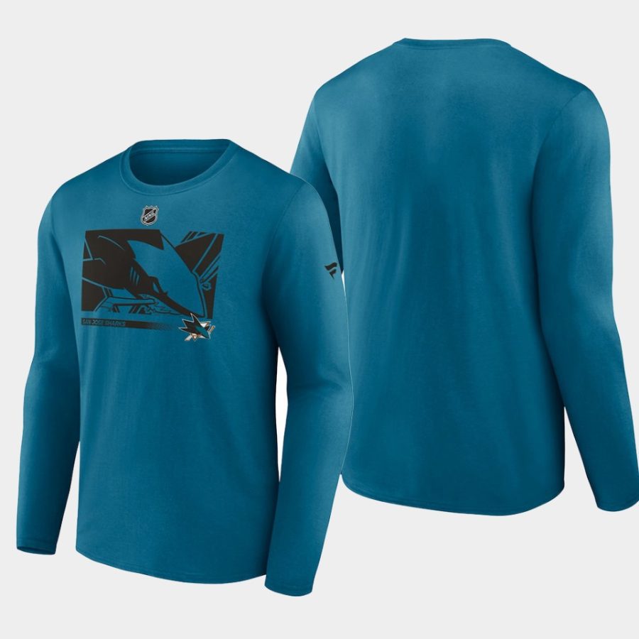 men san jose sharks authentic pro core collection teal secondary long sleeve t shirt