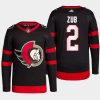 men senators artyom zub 2022 primegreen authentic pro home black jersey