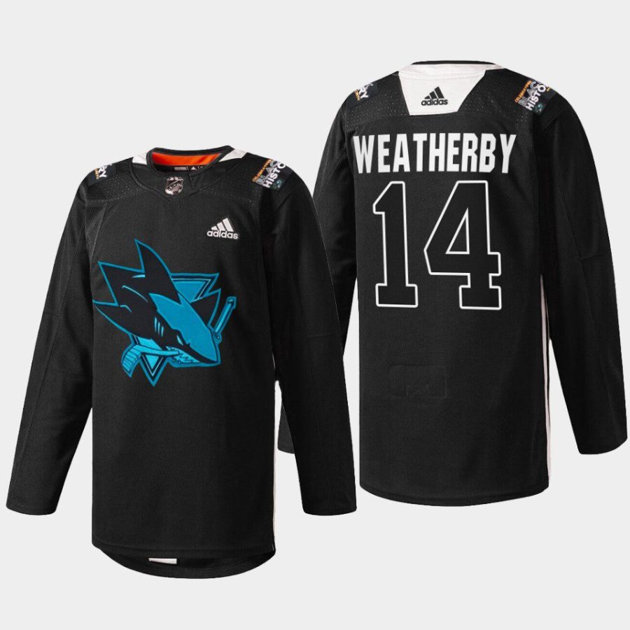 men sharks jasper weatherby warmup black history month black jersey