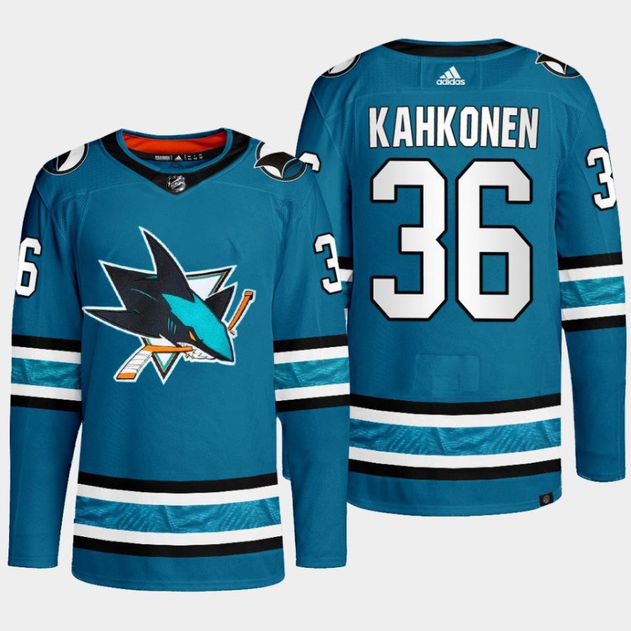 men sharks kaapo kahkonen 2022 23 primegreen authentic home teal jersey