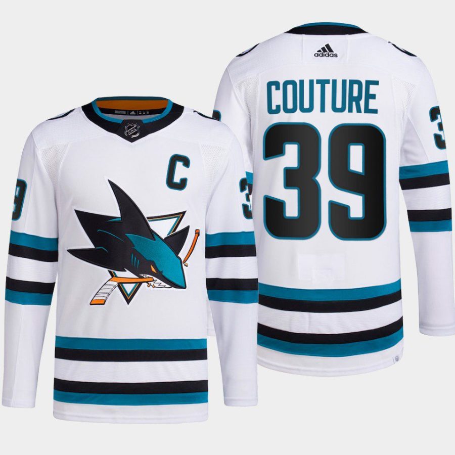 men sharks logan couture 2022 23 primegreen authentic away white jersey