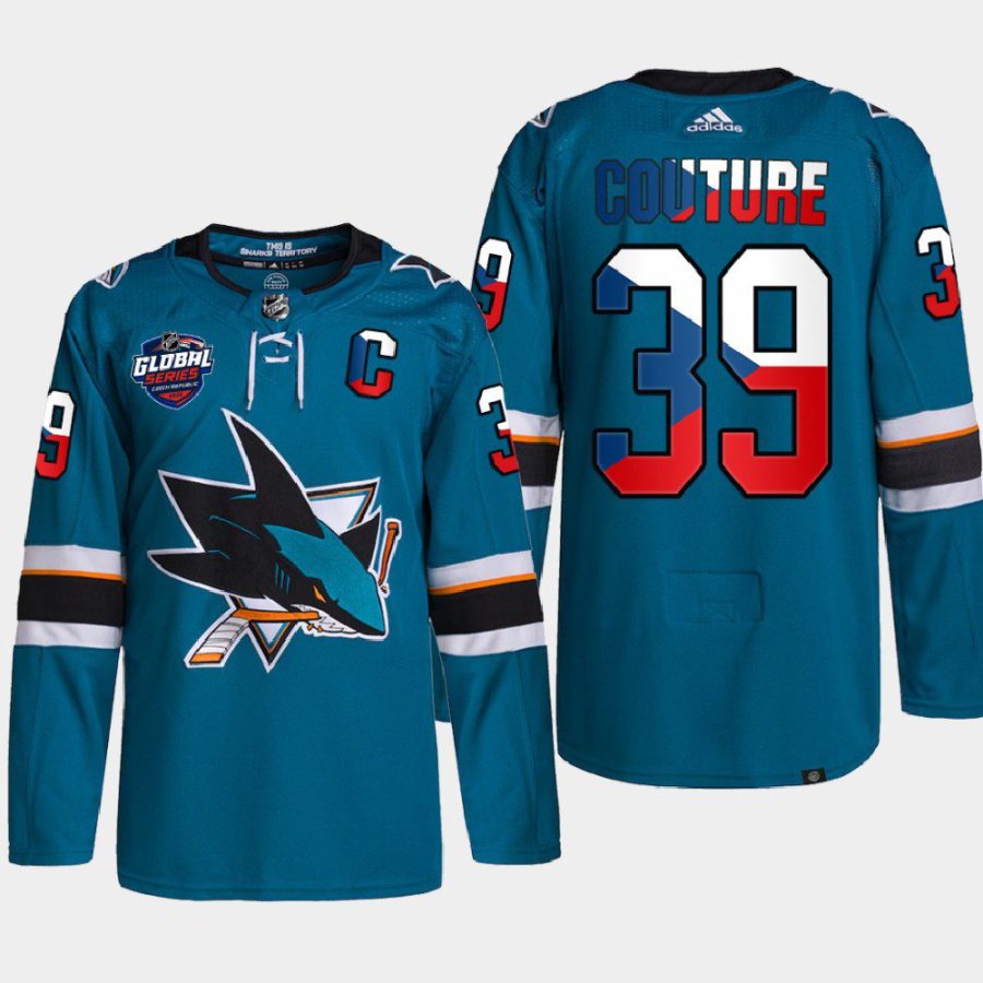 men sharks logan couture czech republic challenge 2022 nhl global series teal jersey