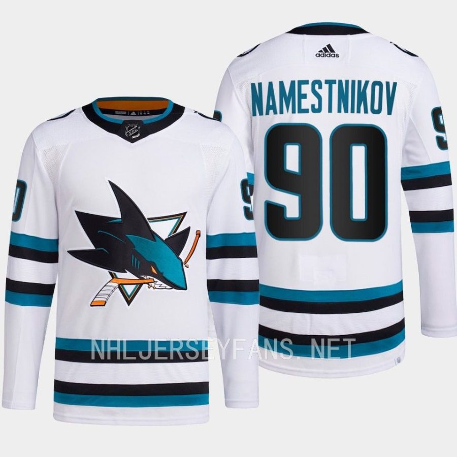 men sharks vladislav namestnikov 2022 23 away authentic primegreen white jersey