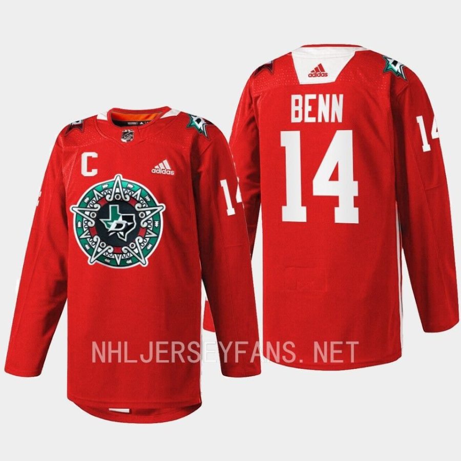 men stars jamie benn warmup noche mexicana 2023 red jersey