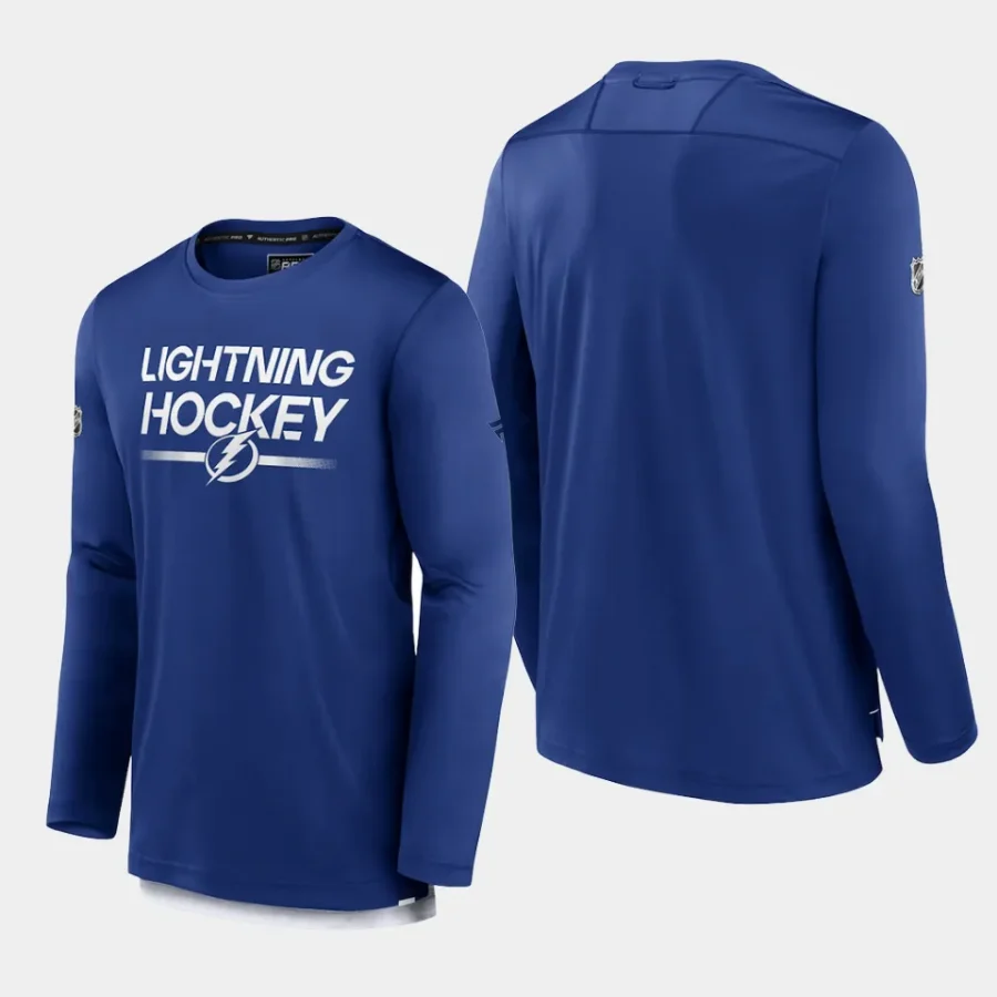 men tampa bay lightning authentic pro blue long sleeve t shirt