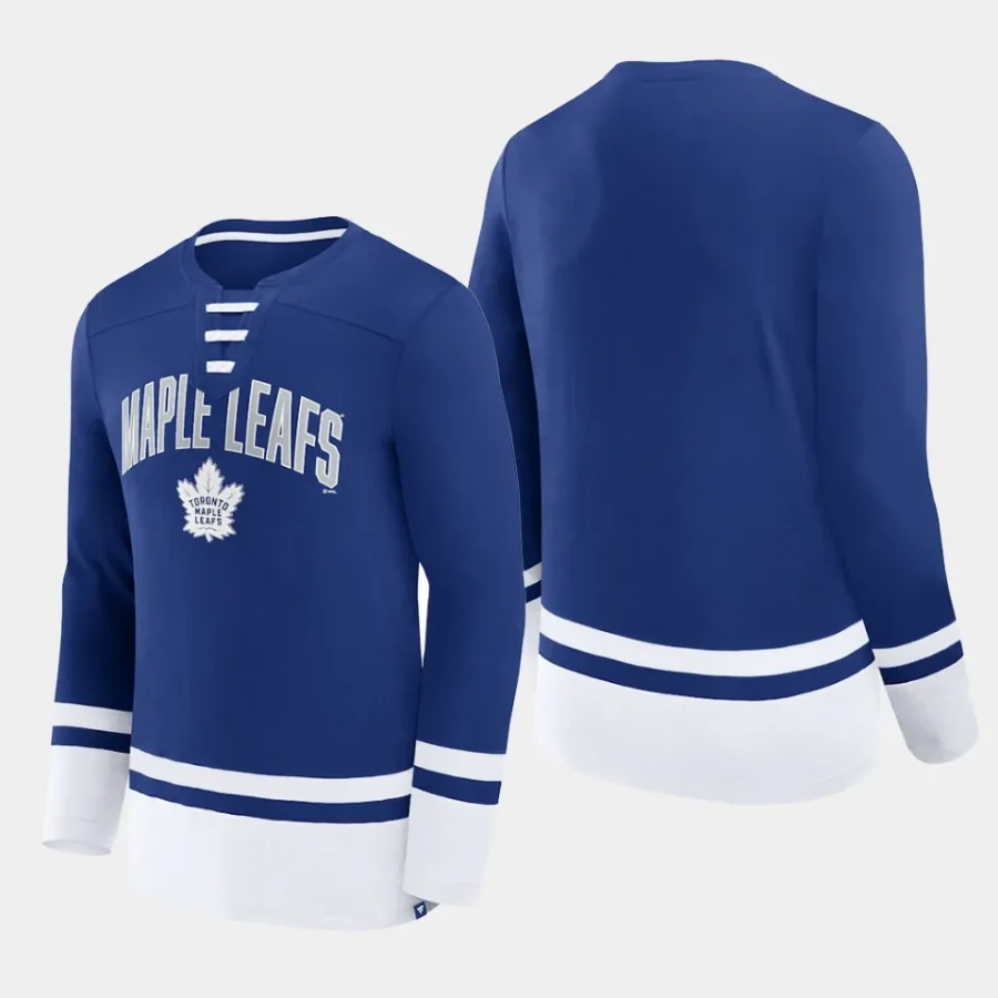 men toronto maple leafs back pass blue lace up long sleeve t shirt