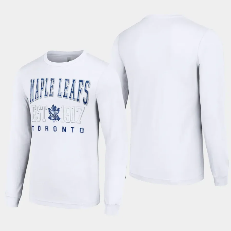 men toronto maple leafs retro graphic white long sleeve crew t shirt