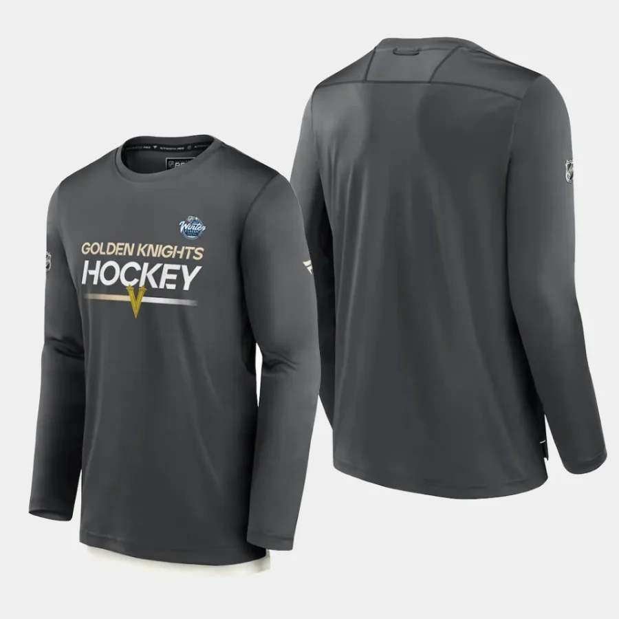 men vegas golden knights 2024 nhl winter classic charcoal authentic pro tech long sleeve t shirt