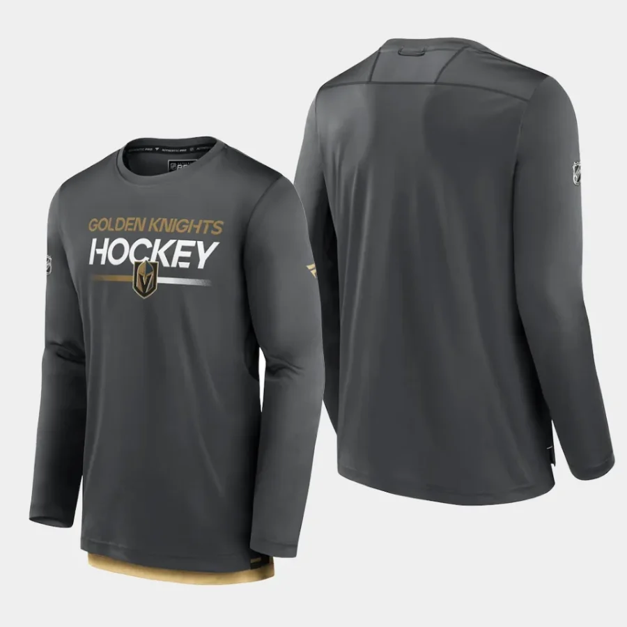 men vegas golden knights authentic pro gray long sleeve t shirt