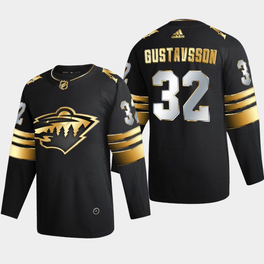 men wild filip gustavsson authentic golden edition 2022 black jersey